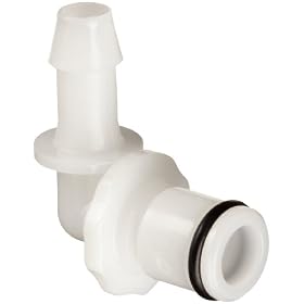 Value Plastic XQCLM755-1006-B Quick Disconnect Tube Fittings,  Male Open Flow Elbow, 1/4" (64 mm) Tube ID Natural Acetal, Buna-N O-Ring