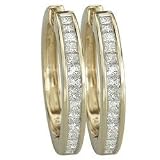 14K Yellow Gold Channel Set Princess Cut Diamond Hoop Earrings (0.99 ctw) 14K Yellow Gold Channel Set Princess Cut Diamond Hoop Earrings (