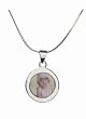 Sterling Silver Circle Picture Frame Pendant with Snake Chain