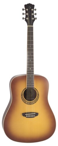 Luna Muse Dreadnought Acoustic Guitar Burst Mahogany