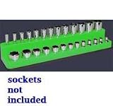 1/4 In Drive Shallow / Deep Socket Organizer w/ Magnetic Base - Neon Green