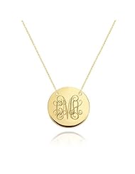 Gold Monogram Necklace - 1 Inch Disc Necklace - Wedding Bridesmaid Necklaces - Gold Filled Necklace