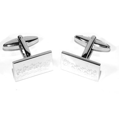 Rectangular Santa Claus on his Sleigh Christmas Cufflinks