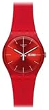 Swatch Men's Rebel SUOR701 Red Silicone Swiss Quartz Watch with Red Dial