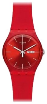 Swatch Men's Rebel SUOR701 Red Silicone Swiss Quartz Watch with Red Dial