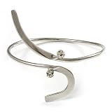 Rhodium Plated 'Zig-Zag' Armlet Bangle
