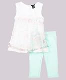 Calvin Klein Girls Floral Tulle 2 Piece Outfit    aqua/white, 5