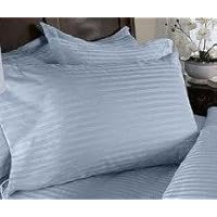 Stripes Blue 300 Thread Count Queen Size Duvet Cover Set 100 % Egyptian Cotton 3pc Comforter Cover Set Button Enclosure By Sheetsnthings