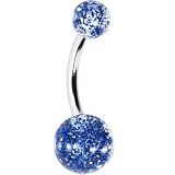 Blue Ultra Glitter Acrylic Belly Ring