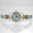 Turquoise and Sugilite Inlaid Sterling Silver Link Watch by Earl Plummer, #9946