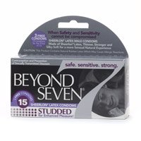 Beyond Seven Sheerlon Latex Condoms, Studded, Lightly Lubricated 15 ea