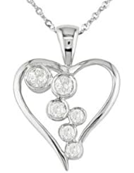 14k White Gold Diamond Heart Pendant (1.042 Cttw, G-H Color, I2-I3 Clarity), 17"