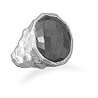 Round Faceted Hematite Hammered Ring
