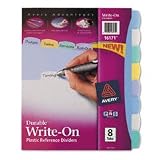 Avery  Translucent Durable Write-On Plastic Dividers, 8-Tab Set (16171)