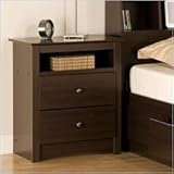Fremont 2 Drawer Tall Night Table with Open Shelf - Browm