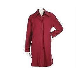 Centigrade Wool Blend Button Front Balmacaan Swing Coat Large Red by Centigrade