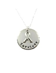 Survivor, Cancer Awareness Hand Stamped Necklace, 18 Inches