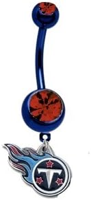 Tennessee Titans NFL PREMIUM Blue w/ Red Gem Titanium Anodized Sexy Belly Button Navel Ring