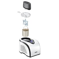 Unold 48840 Polar Vollautomat Eismaschine mit Kompressor / 1 Liter Eiscreme / Gefrierbereich ca. 18 bis 35 Grad / Timer / Antihaftbeschichtung / Messbecher und Portionierl�ffel