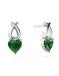 Created Emerald 14kt White Gold Earrings