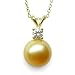 18K yellow gold 10 mm Golden South Sea cultured pearl and diamond 0.25 carat pendant