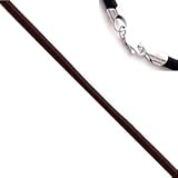 18 Inch Long 1.5mm Diameter Brown Leather Cord Necklace w/Sterling Silver Clasp