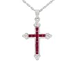 14kt White Gold Diamond and Ruby Cross (.02 ct. tw.)