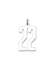 The Alumni Medium Elongated Number 22 Pendant in Sterling Silver