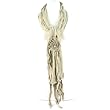Winter Ruffle Layer Fringe 3D Flower Long Soft Stretch Knit Ski Scarf Wrap Gray