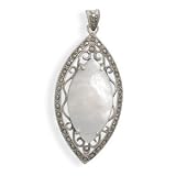 Sterling Silver Cut Out Marcasite and White Shell Pendant