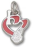 Cleveland Indians Solid Sterling Silver ''I Heart'' Chief Wahoo 1/2'' Enamel Pendant