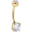 Solid 14KT Yellow GOLD Cubic Zirconia SMALL ROUND Belly Ring