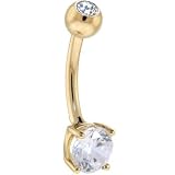 Solid 14KT Yellow GOLD Cubic Zirconia SMALL ROUND Belly Ring