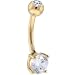 Solid 14KT Yellow GOLD Cubic Zirconia SMALL ROUND Belly Ring