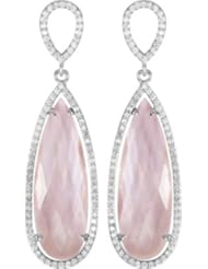 Jewelplus Halo-Style Pear Shaped Dangle Earrings Sterling Silver Complete With Stones Pair