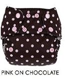 Blueberry One Size Deluxe Pocket Diapers - Snaps - Pink on Chocolate