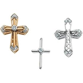 14K White Gold Diamond Unity Cross Pendant - Complete Set