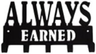 Always Earned Medal Display, 5 Hook, Black