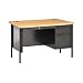 Sandusky 600 Steel Single Pedestal Contemporary Desk, 60" Length x 30" Width x 29-1/2" Height, Black/Maple