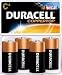 Duracell MN1400R4ZX C Alkaline Battery, 4 Pack