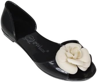 New Fashion Womens Slip On Ballet Flats Jelly Shoes W/Flower