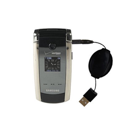 Retractable USB Cable for the Samsung SCH-U700 with Power Hot Sync and Charge capabilities - uses Gomadic TipExchange Technology