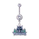 Minnesota Timberwolves 316L Stainless Steel Belly Ring with Cubic Zirconia - 14G - 5/8 Inch Bar Length - Sold Individually