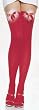 Opaque Thigh High Stockings Marabou Puff Satin Bow & Bell Red