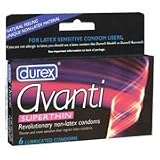 Durex Avanti Super Thin Non-Latex Condoms ~ 6 Condoms