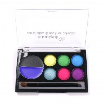 Beauty Uk 8 piece bright vivid eyeshadow set + eyeliner BLUE green BLACK