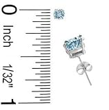 .925 Sterling Silver Blue Topaz Gemstone Stud Earrings in Four Prongs- Round Shape 3 mm