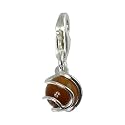 SilberDream 925 Sterling Silber Charm Kugel Tigerauge Stein braun Charms Anh&auml;nger f&uuml;r Armband Kette oder Ohrring FC250N