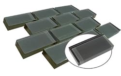 Glass Subway Tiles - Reflections Gray 1" x 2" Brick Mesh Mounted Sheets