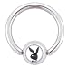 Jewelry : Playboy Bunny White LOGO Photo INLAY BCR Ball Closure Ring